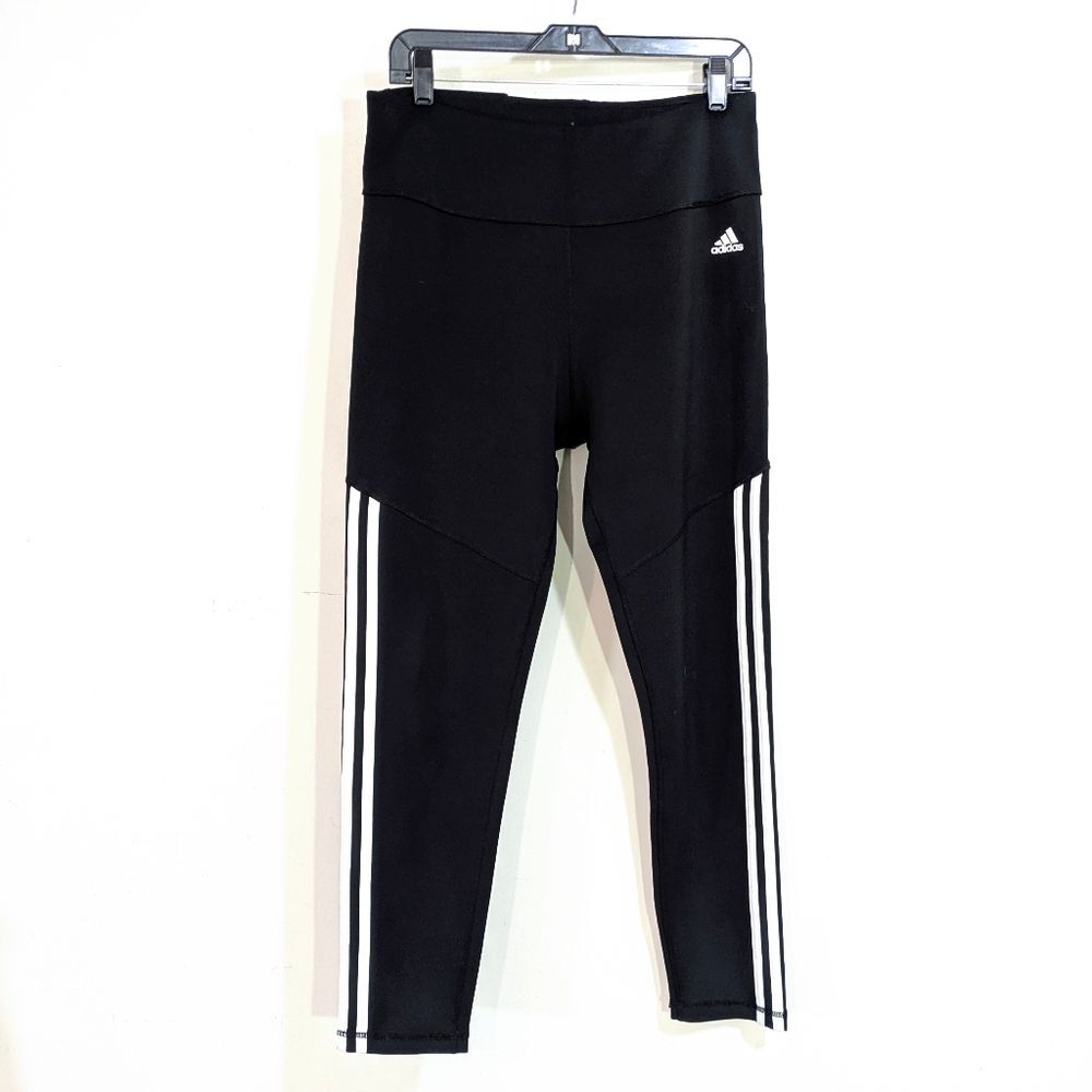 Adidas Climalite Three Stripe Athletic Pants - Black & White - Size Large Womens - Picture 2 of 9